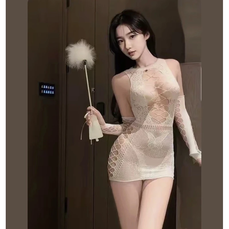 包臀短裙镂空网衣丝袜女制服套装