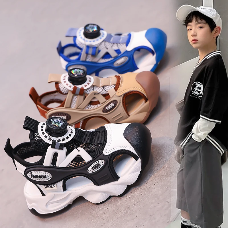 男童包头凉鞋夏季2025新款运动沙滩鞋子大童男孩软底防滑儿童凉拖