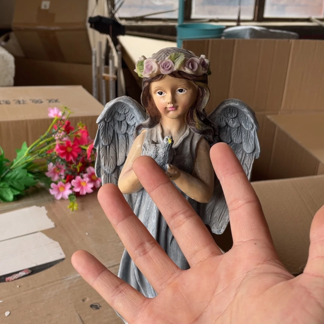 【闪购商品】树脂灰色和平鸽天使摆件
