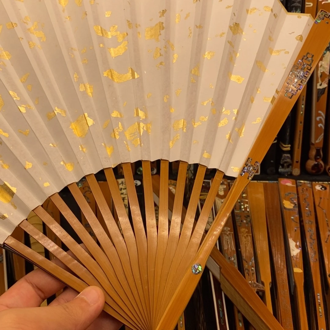 扇子《檀窗》老玉竹三合青螺钿