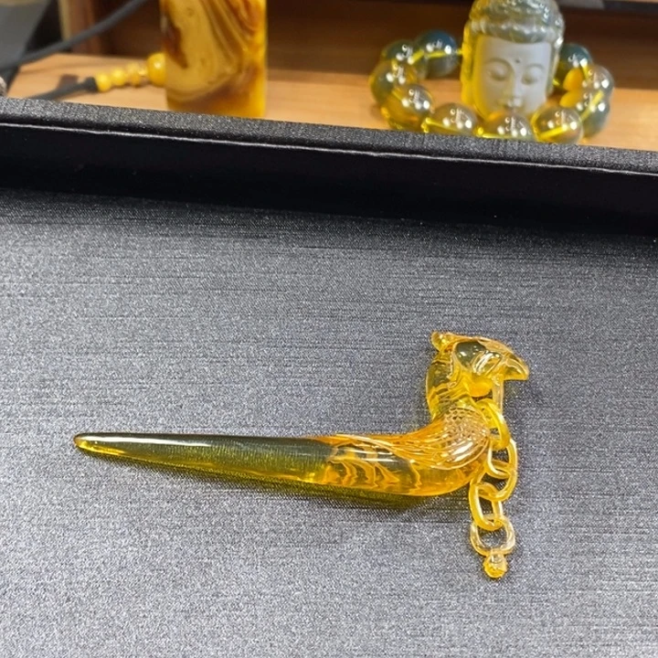 琥珀未镶嵌吊坠(不含链)金兰凤钗
