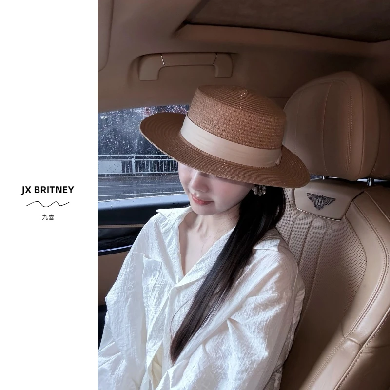 夏季草帽女遮阳出游度假沙滩帽英伦风时尚百搭大檐草编帽子男