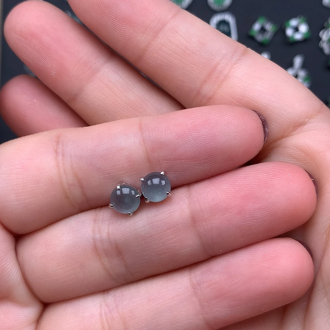 翡翠银S925镶嵌耳饰