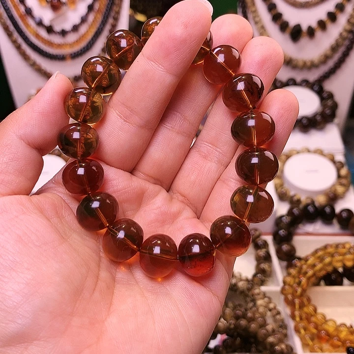 琥珀未镶嵌裸石豆油红14+