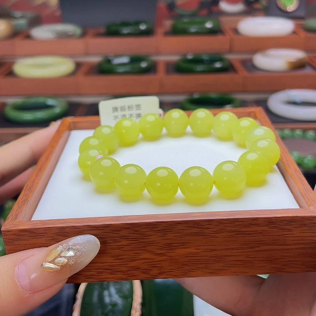 和田玉和田玉黄口手串未镶嵌