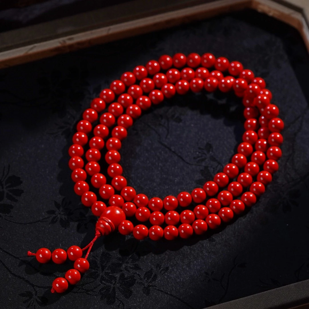 左边婷姐 含辰砂工艺品左边珠宝丨朱砂多圈手串（Z2556)