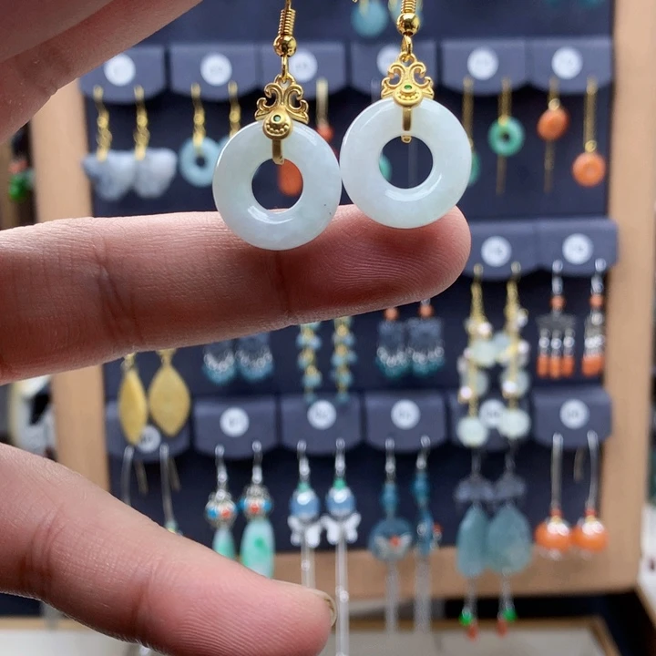 未镶嵌翡翠耳坠耳饰