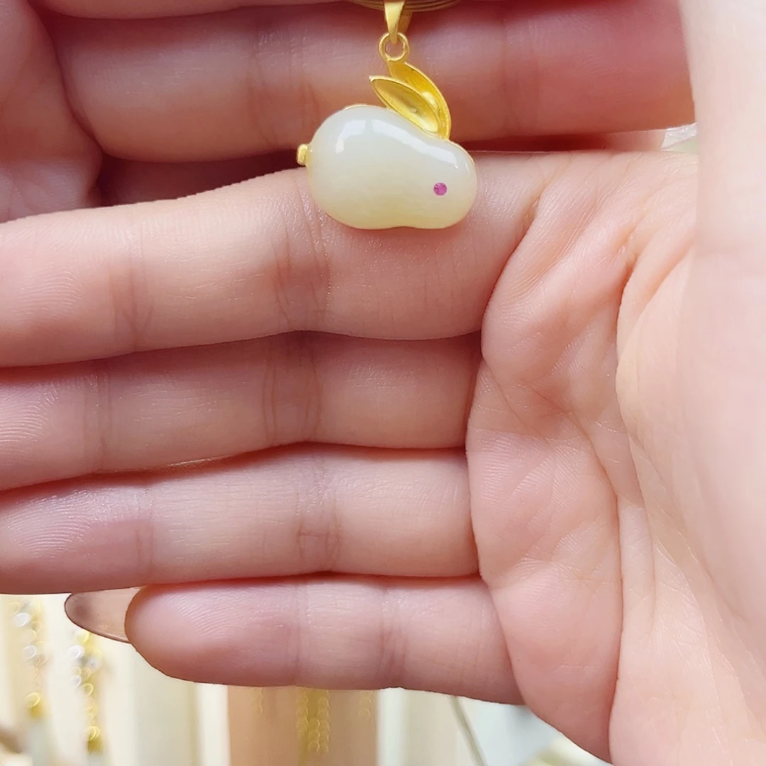 和田玉银S925镀金镶嵌颈饰