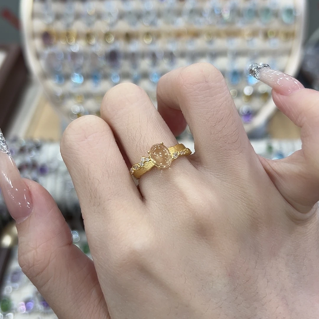 戒指黄晶银S925镶嵌