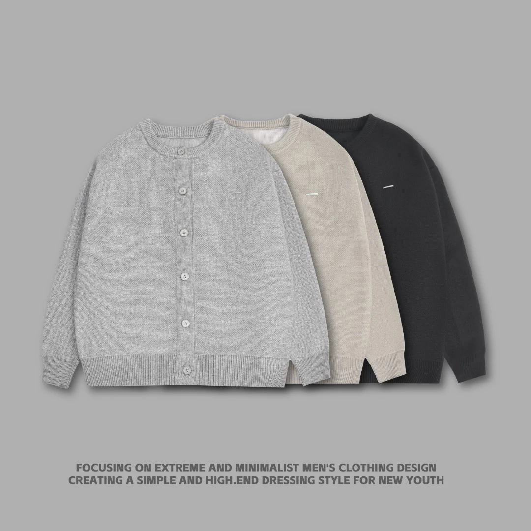 Z208001格雷系重磅高质感棒球夹克式保暖男士加厚开衫毛衣