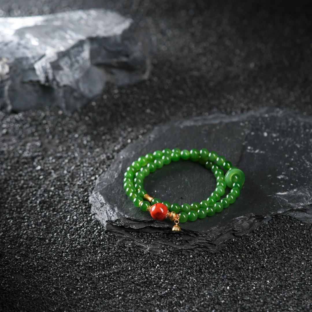 『博姐』·惜春丨和田玉辣色18K金典藏级双圈手串6mm*S6881年货节