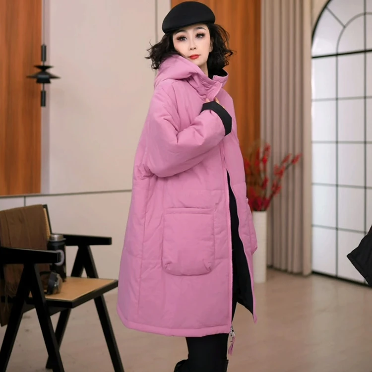 洋气宽松显瘦加厚保暖棉衣女2025秋冬新款气质连帽棉服外套