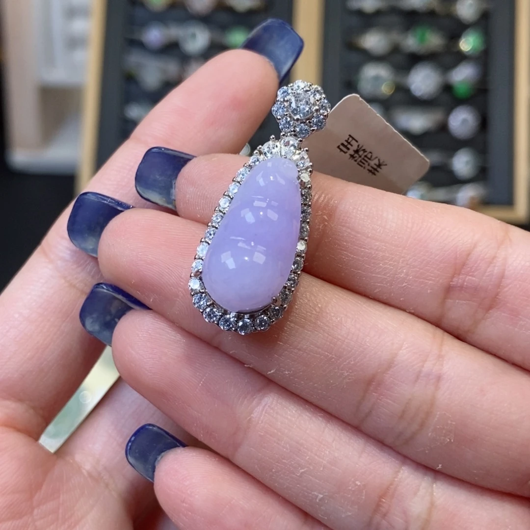 翡翠银S925镶嵌颈饰纯天然缅甸翡翠A货葫芦