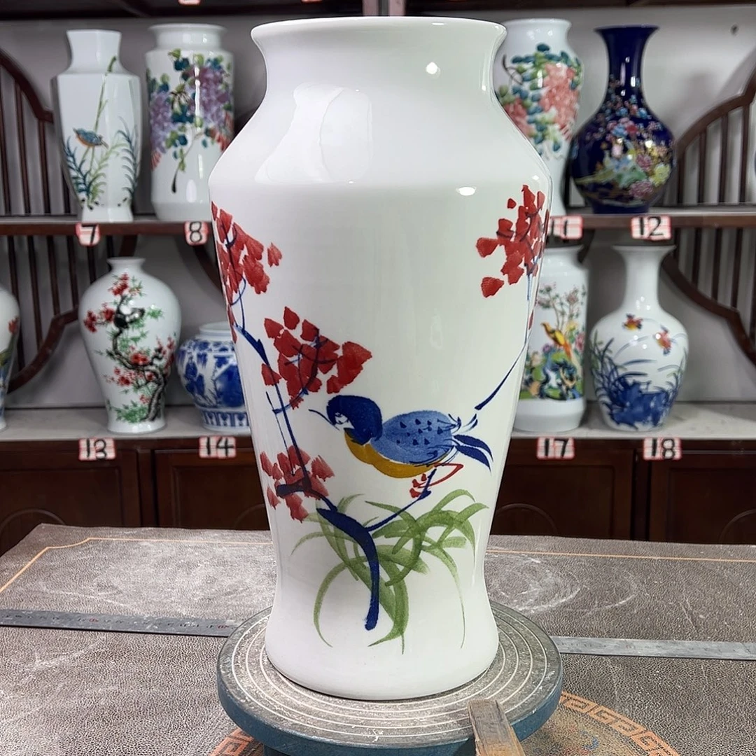 陶摆件景德镇陶瓷大鱼梅