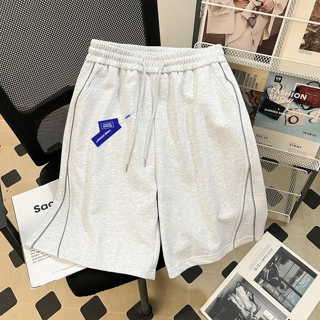 慵懒感灰色流行简约百搭短裤男夏季潮牌oversize篮球运动五分裤子