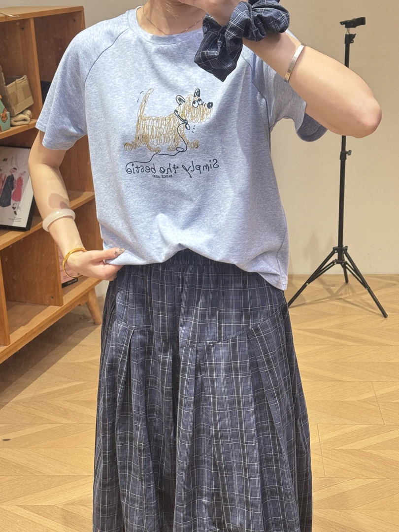 【杭州S姐精品女装】线条狗印花T恤02090