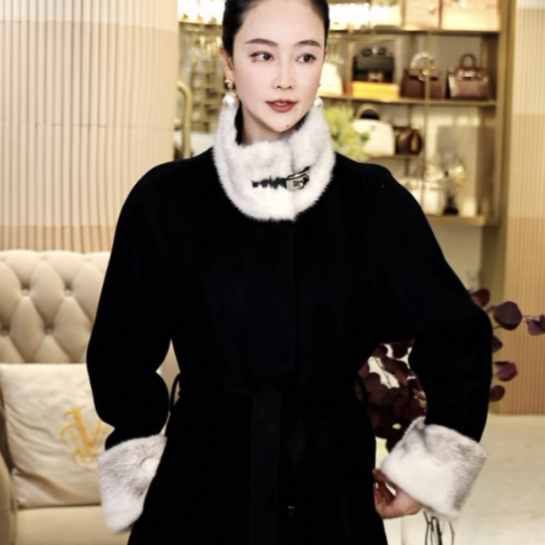 【U are U 国际】设计师原创高端气质大牌水貂双面大衣