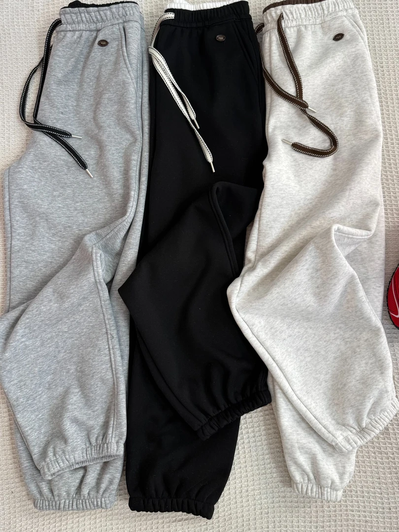 【晴晴推荐】加绒加厚雪地裤束脚卫裤女秋冬抽绳宽松垂感显瘦休闲裤