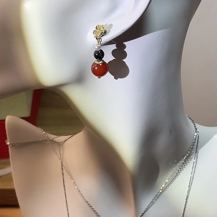 琉璃纯铜合金耳钉