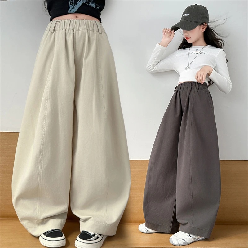 女童秋季裤子2025新款洋气女孩秋装休闲裤儿童韩版宽松百搭阔腿裤