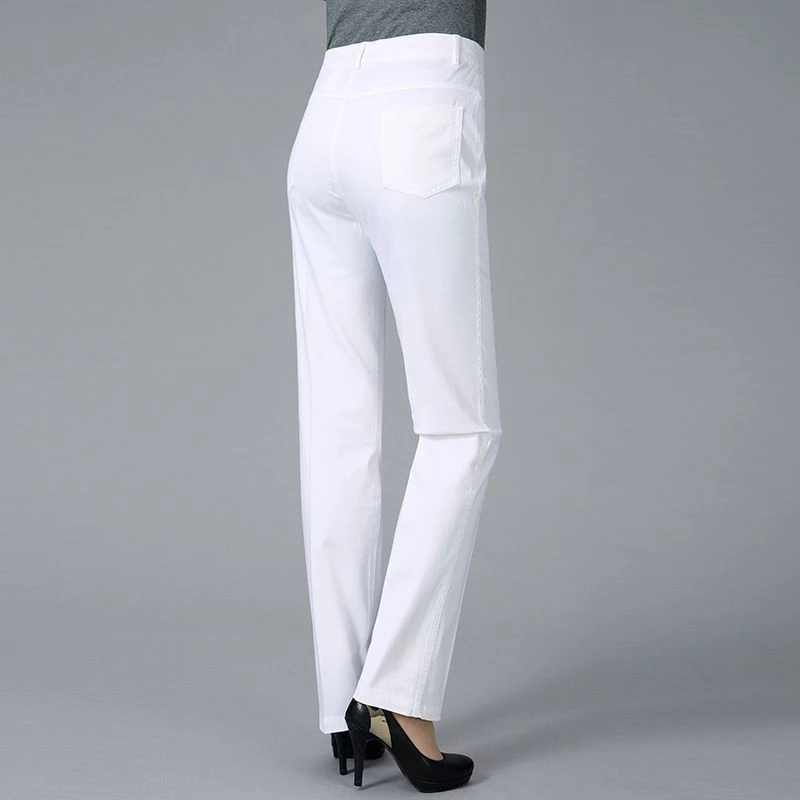 中年妈妈牛仔直筒裤女2025秋新款高腰显瘦休闲裤宽松弹力大码裤子