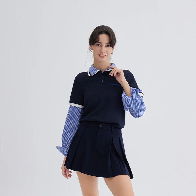 【C】V领假两件毛衣长袖拼接 J0007