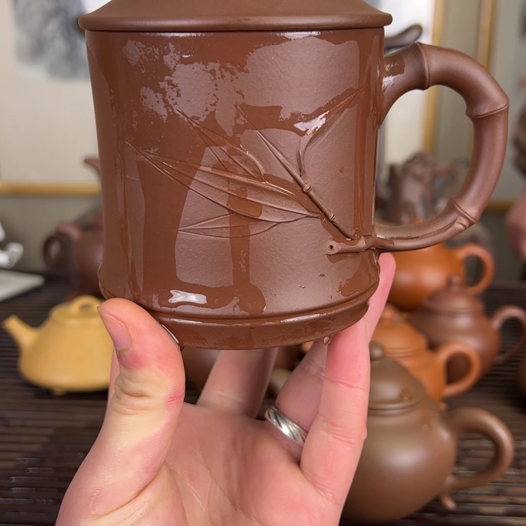 紫砂茶壶先*半手工紫泥盖杯428c