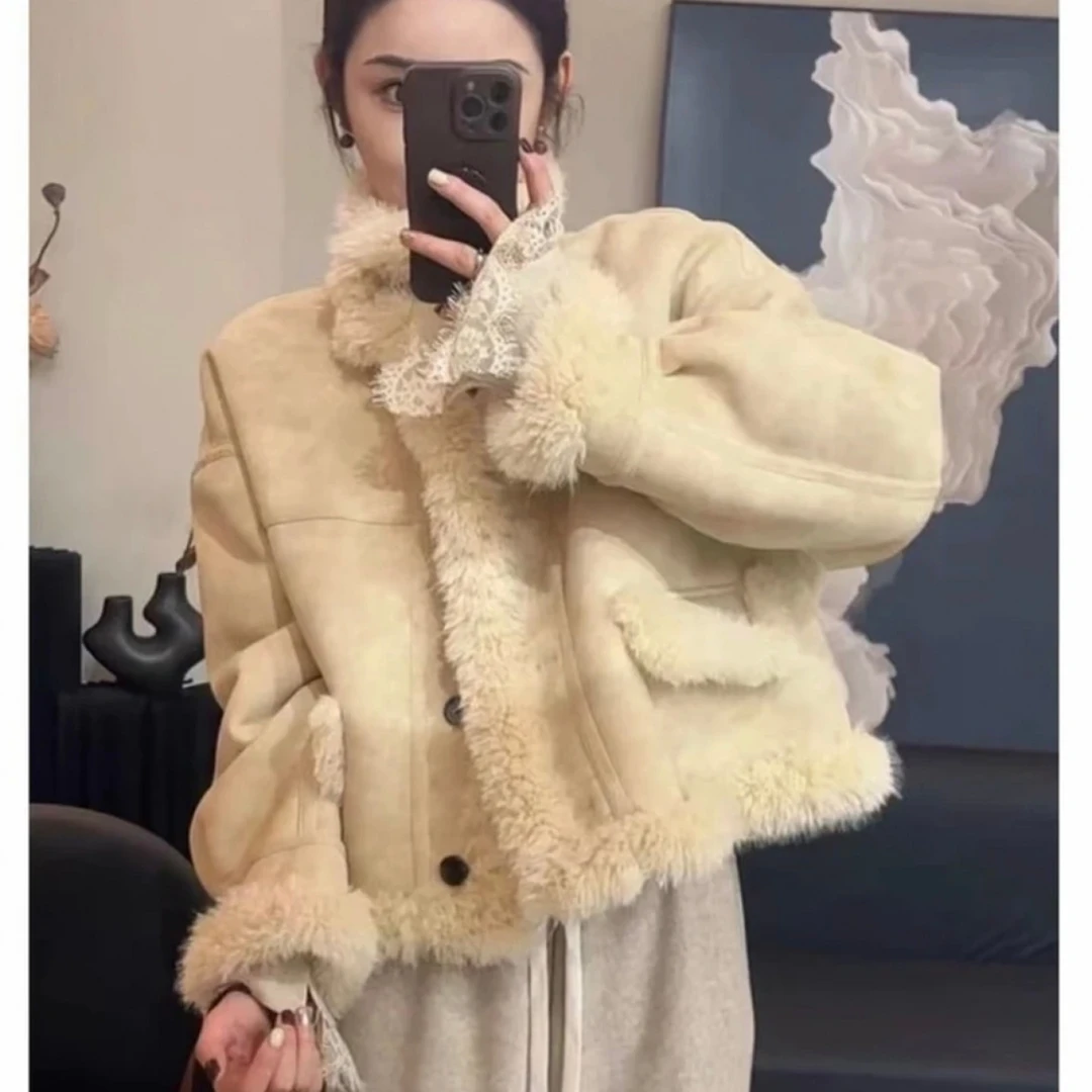 毛毛外套冬季女新款韩系超好看保暖小个子加厚短外套