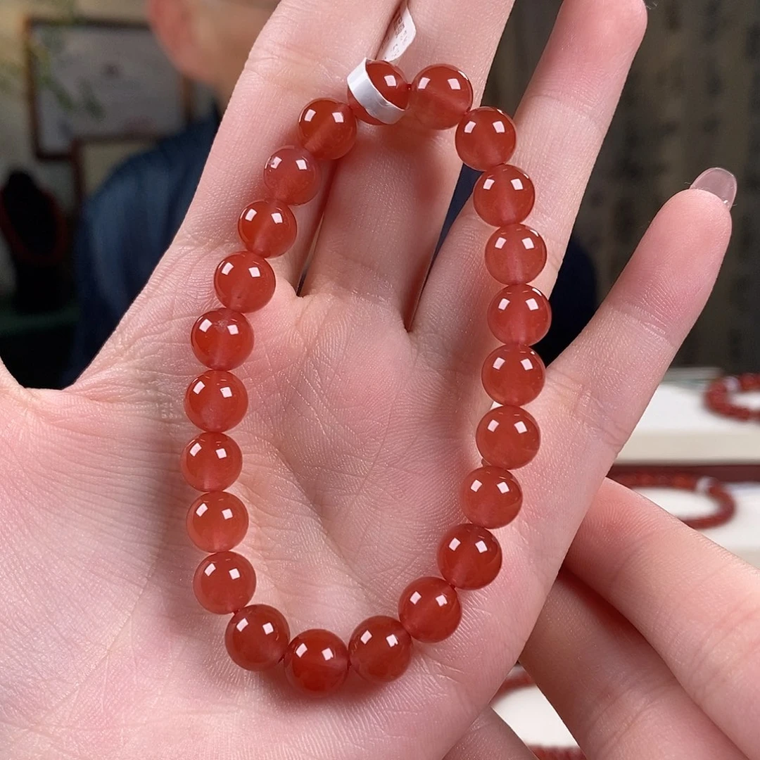 南红玛瑙未镶嵌手串原矿高品冰红8mm