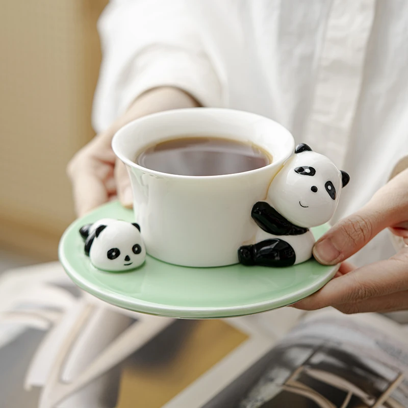 原创熊猫马克杯陶瓷水杯家用茶杯可爱咖啡办公室水杯礼物