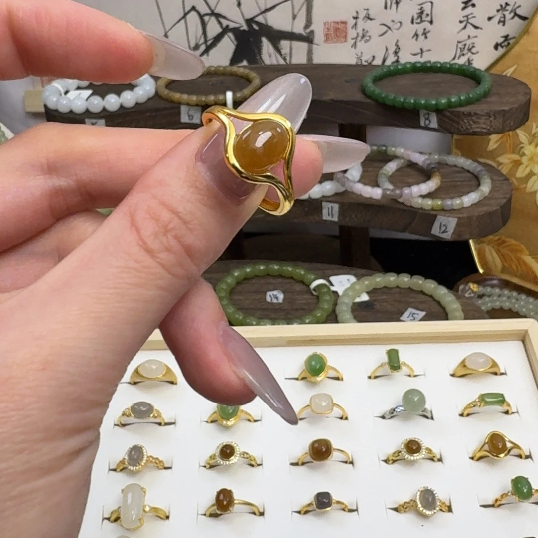 和田玉银S925镶嵌戒指