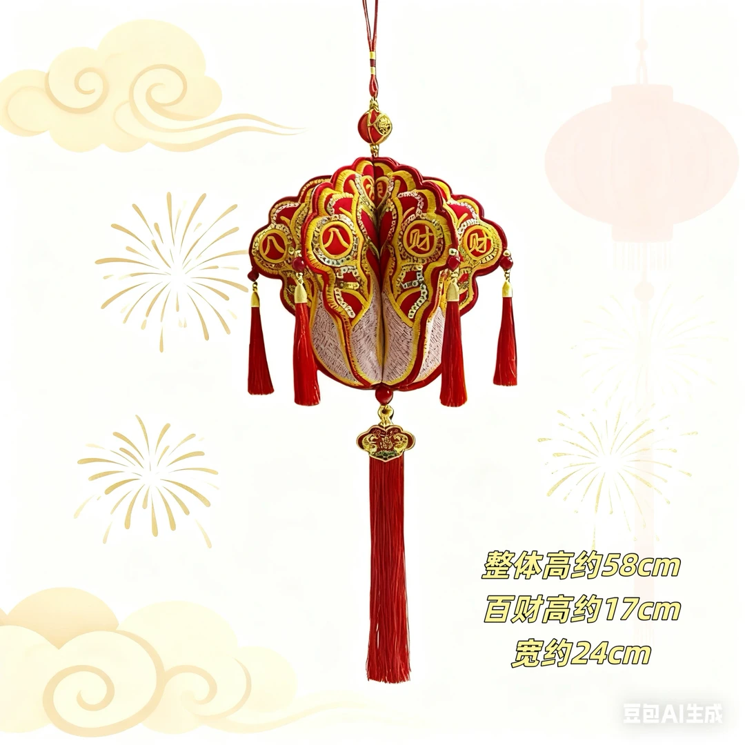 【尊享特大号】红财纳福2026红色白菜百财喜庆家居玄关挂件