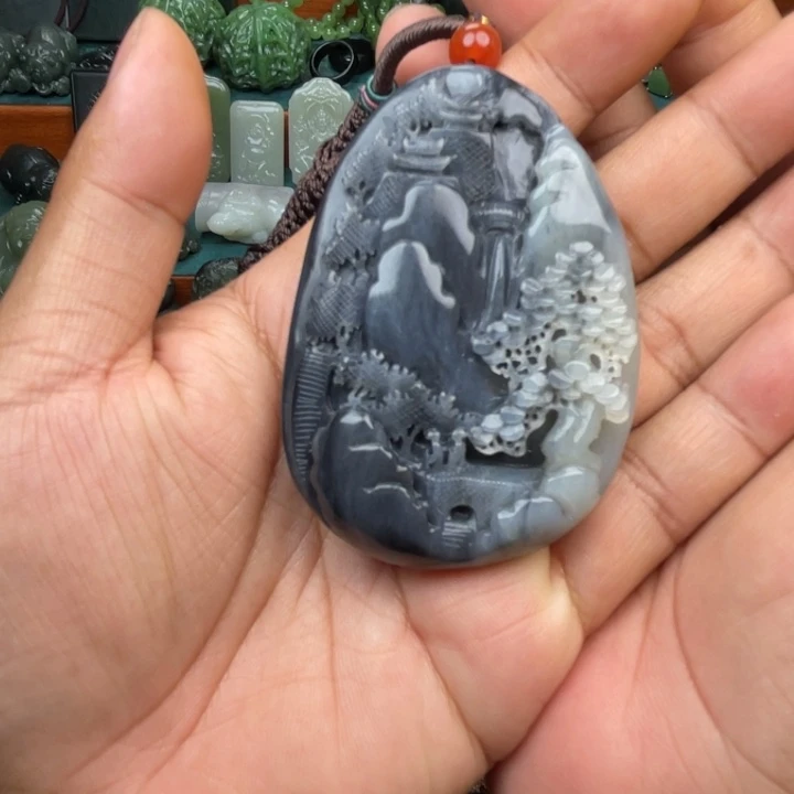 和田玉未镶嵌吊坠(不含链)钛***男