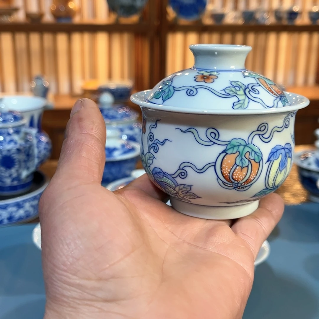 錡镇堂手工手绘盖碗