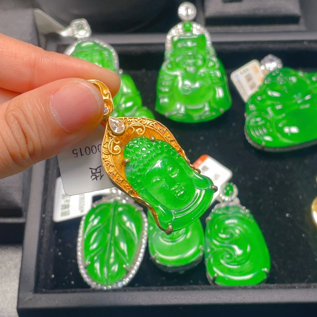 翡翠银S925镶嵌吊坠(不含链)