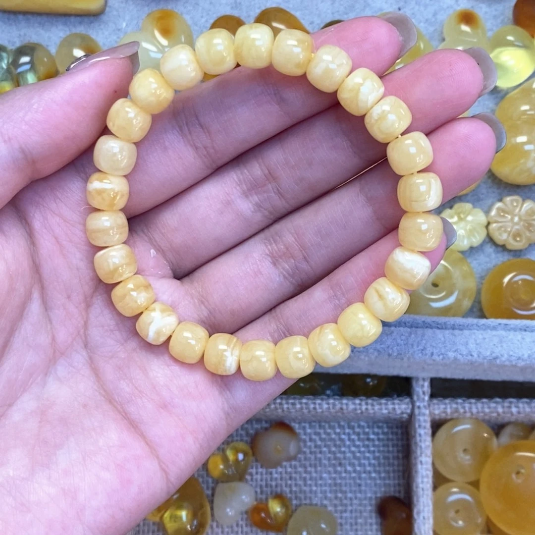 蜜蜡颈饰未镶嵌满蜡精工老型单圈8+