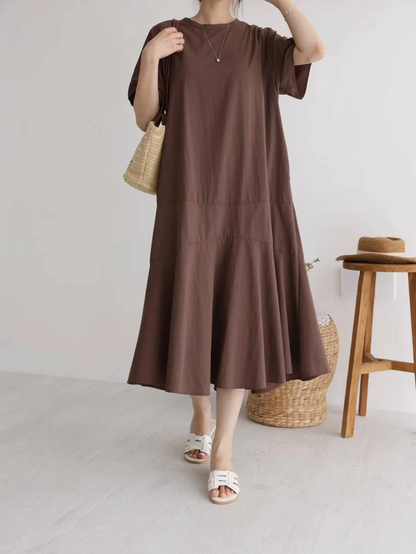 韩国正品大码显廋显气质夏款下摆连衣裙