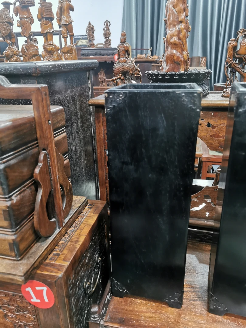 帽筒紫光檀素面摆件