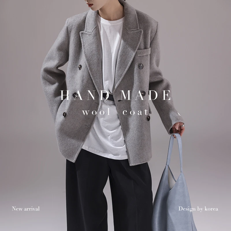 【秋日来信】YM 988 秋冬大衣经典休闲双排扣百搭气质双面羊毛