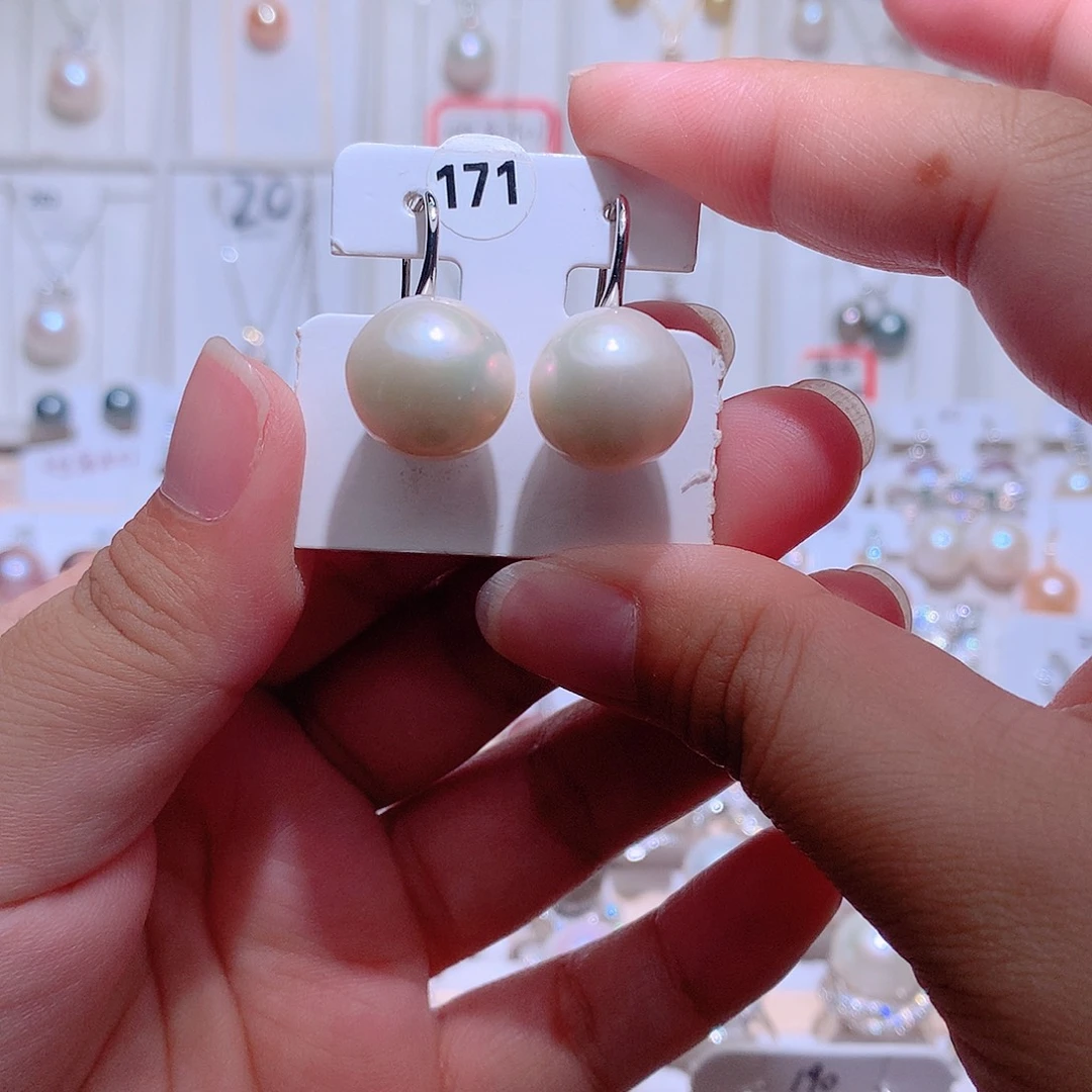 未镶嵌淡水珍珠耳饰CC有瑕疵14.2mm