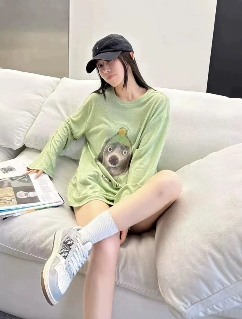 短袖实物看直播间狗狗印花T恤3914