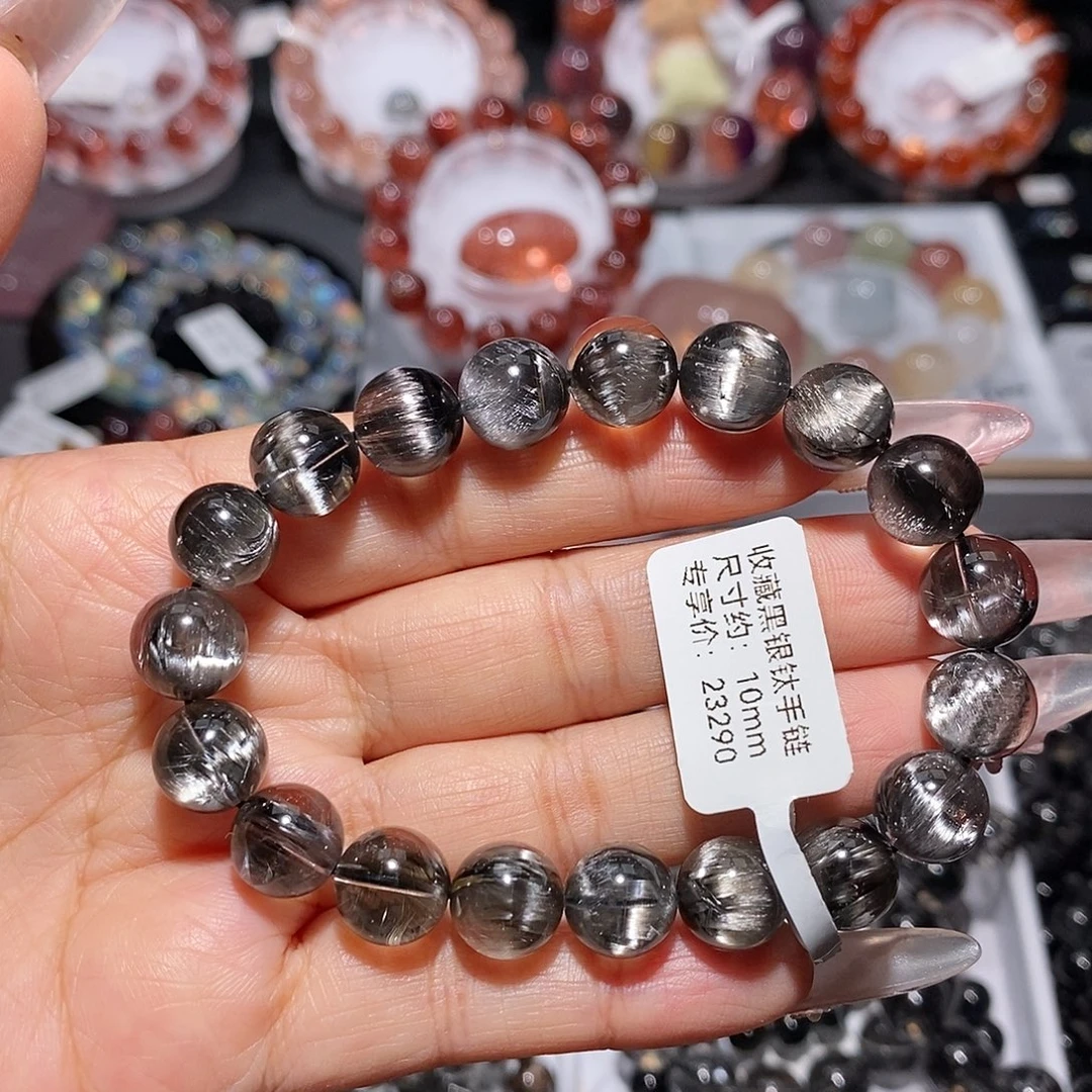 水晶手串未镶嵌黑银钛