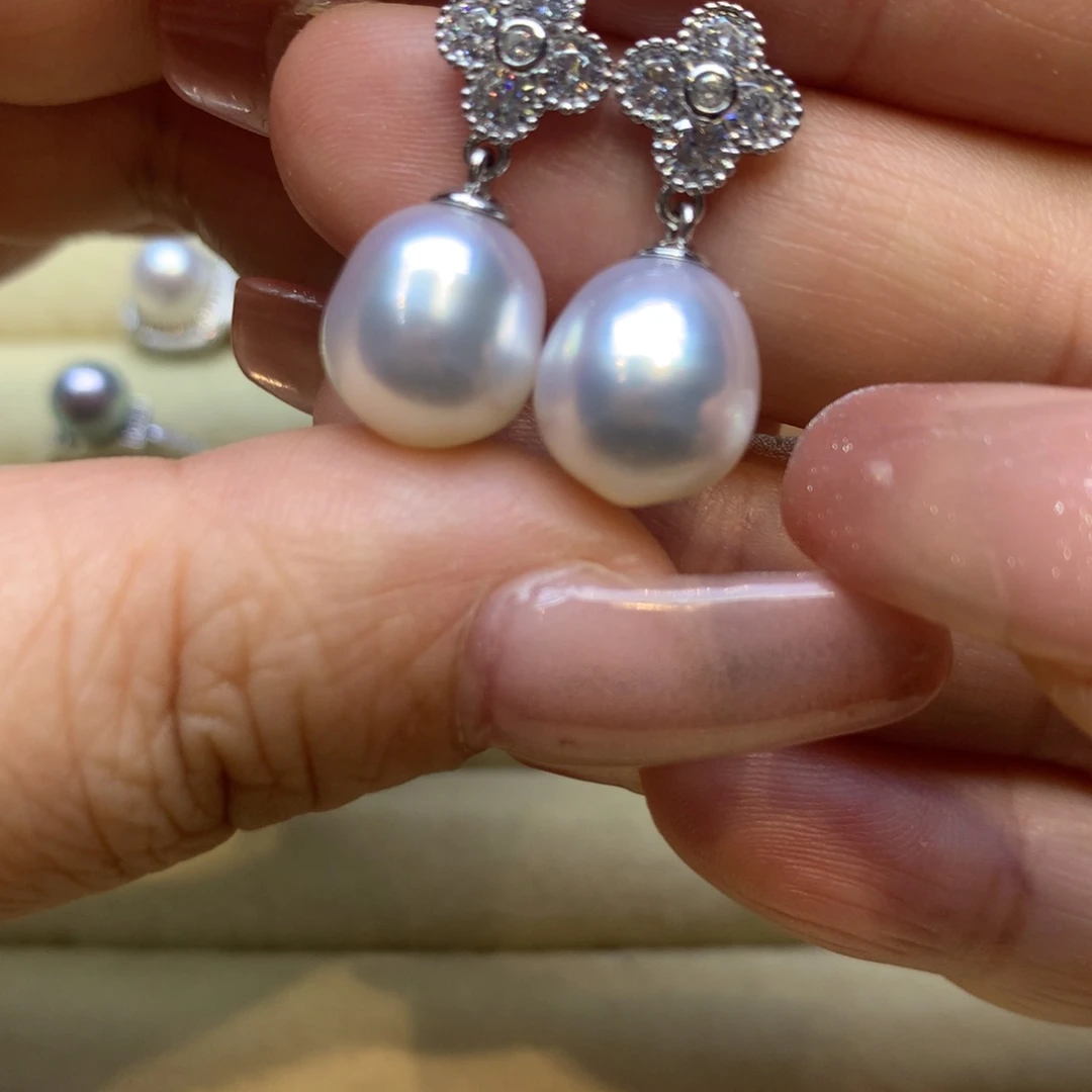 银S925镶嵌耳饰海水珍珠