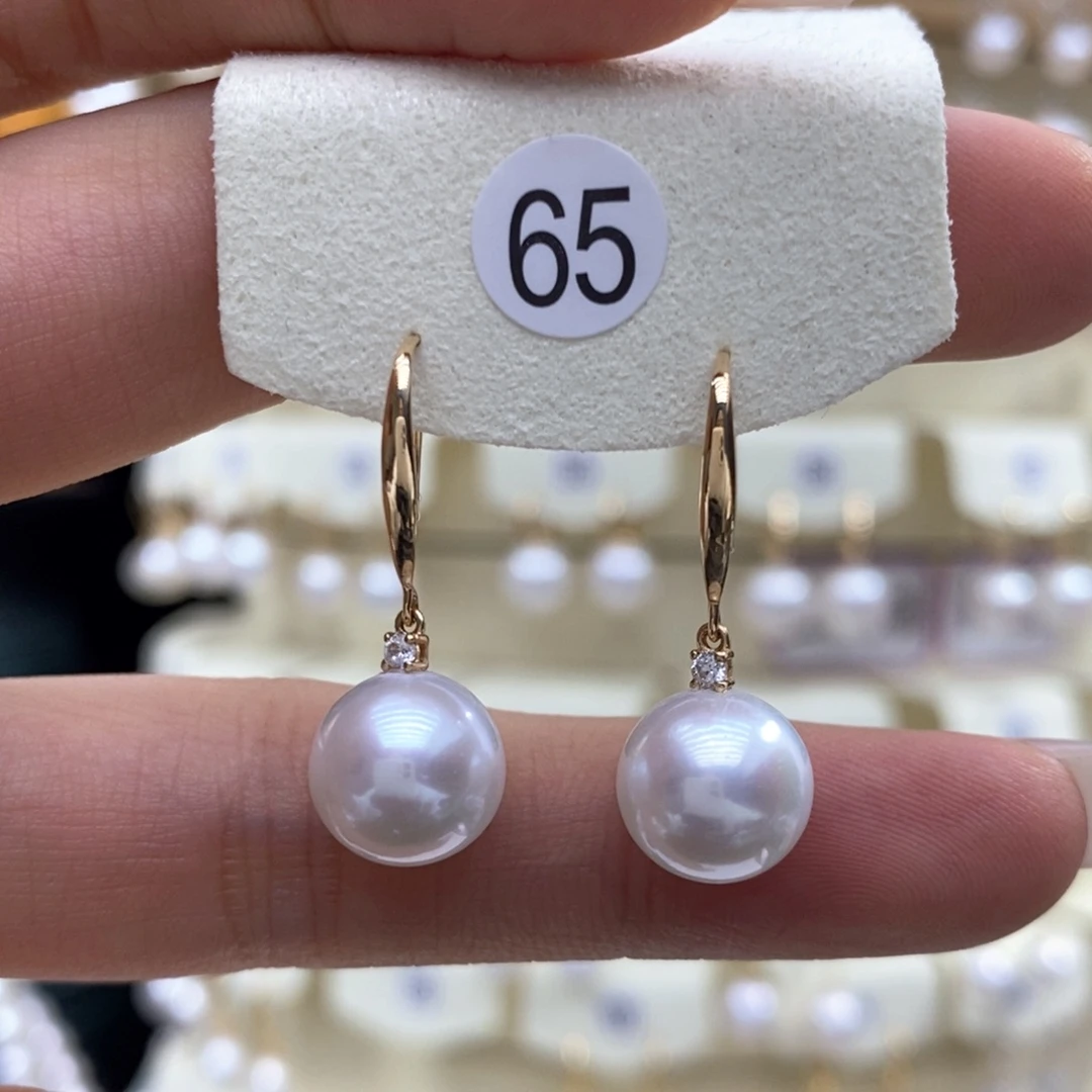 淡水珍珠耳饰18K金镶嵌