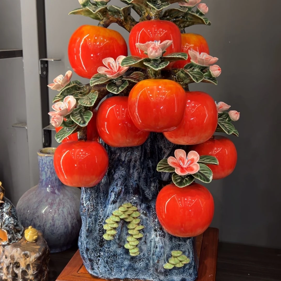 苹果树石湾陶艺摆件纯手工制作