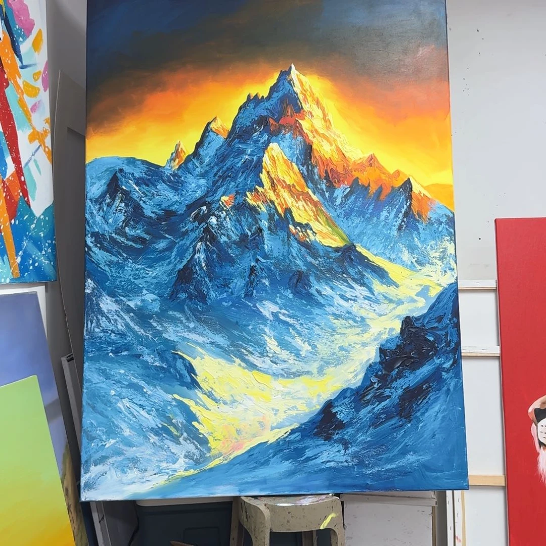 *****丙烯画金山加框大树