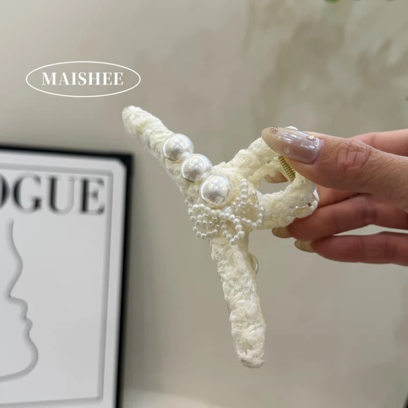 韩国新款高级蕾丝珍珠抓夹女气质百搭后脑勺盘发鲨鱼夹抓夹Z0196