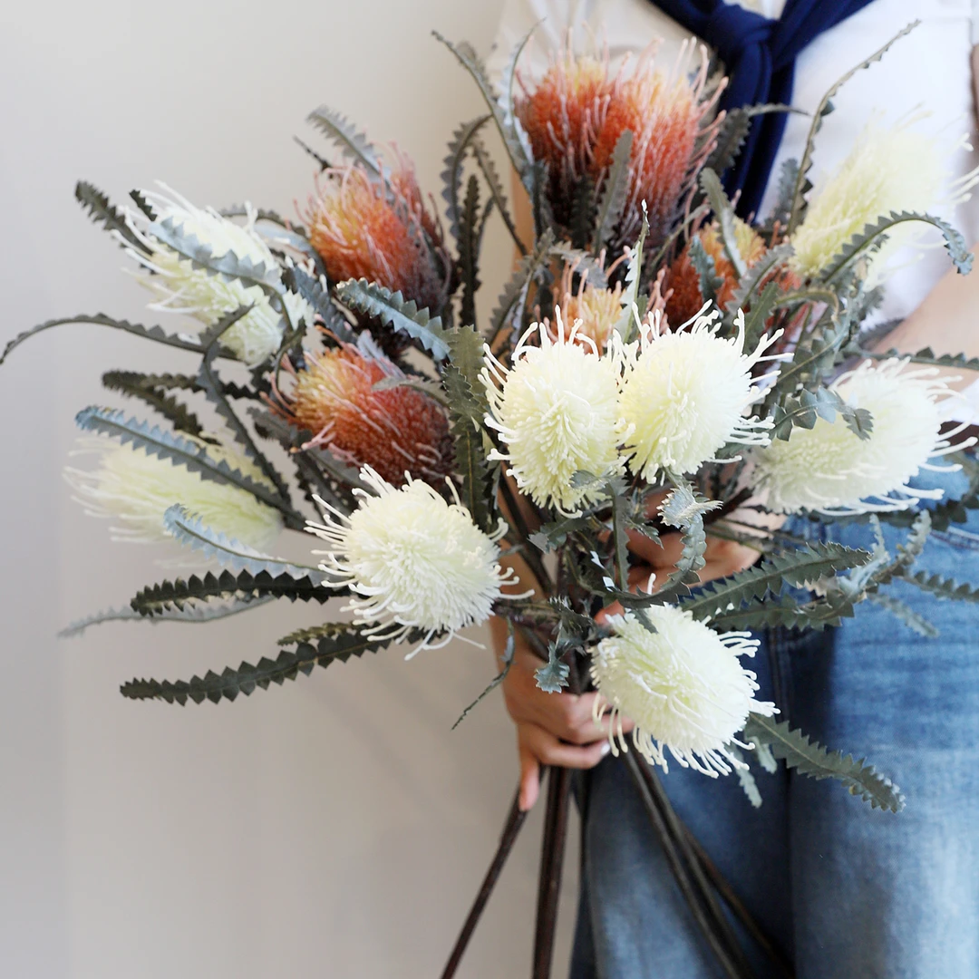 进口班克木蓟花干花花束客厅轻奢高档高级感天然风干真花摆件