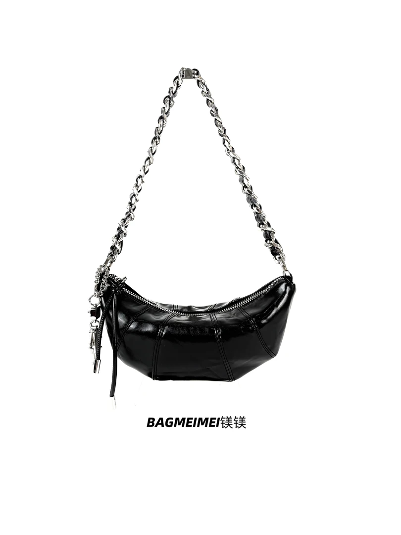 【镁镁皮具辣妹必备】23816牛角包可颂包链条包轻奢通勤包大容量包