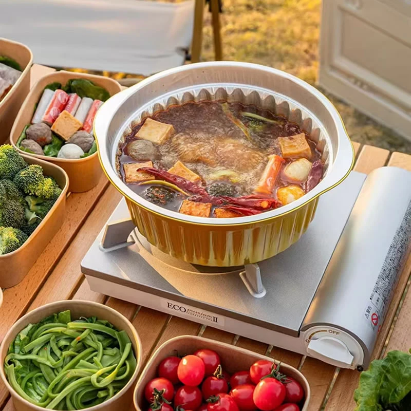 【新疆仓】锡纸锅户外一次性火锅卡式炉铝箔烤盘锡纸盘空气炸锅家用